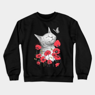 Cat in poppies Crewneck Sweatshirt